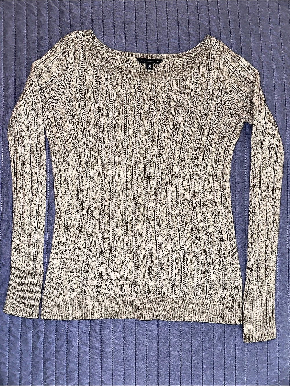 American Eagle Outfitters Cable Knit Scoop Neck Sweater in Brown Medium